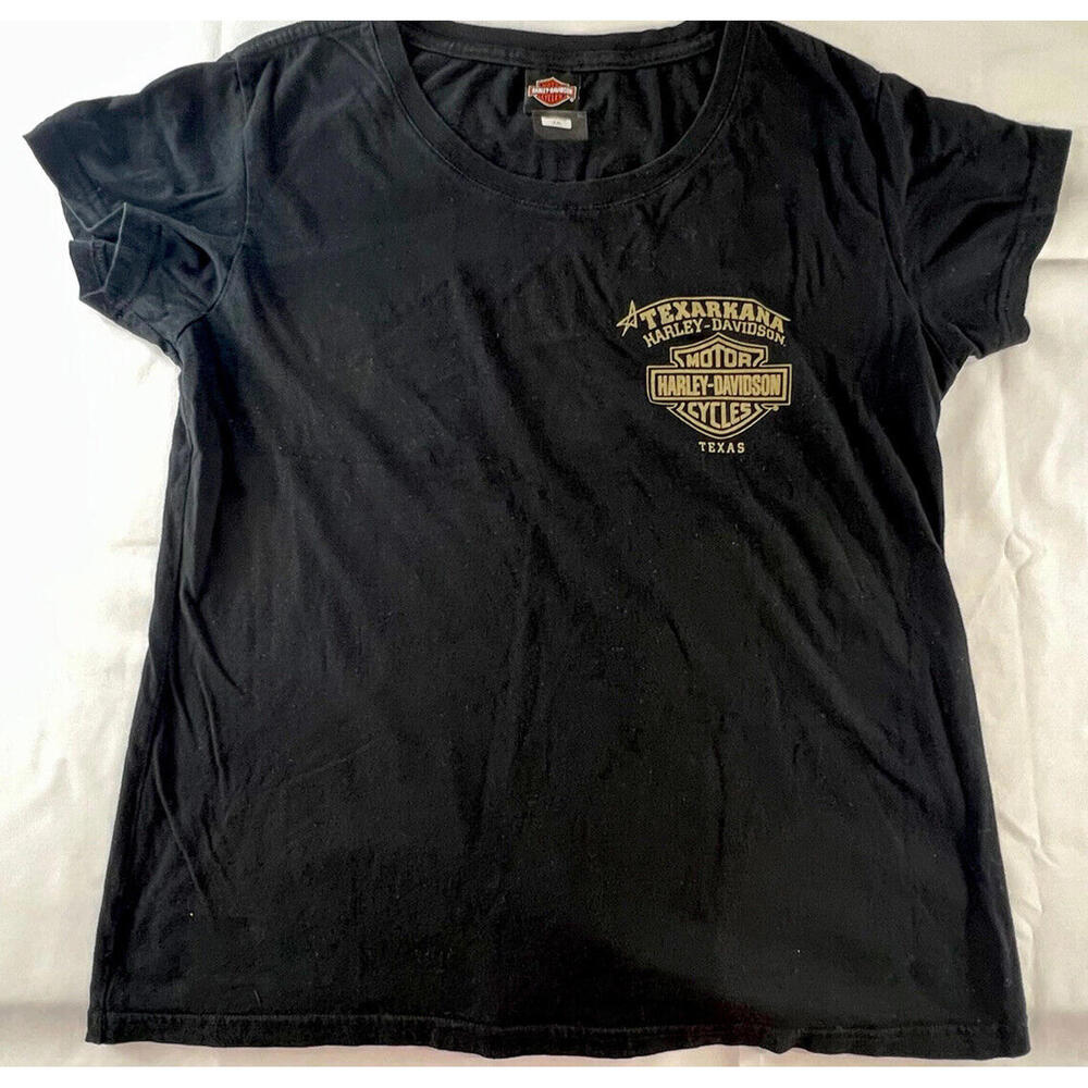 Harley Davidson Motor Cycle Womens Texarkana Black Short Sleeve Tshirt Size XXL
